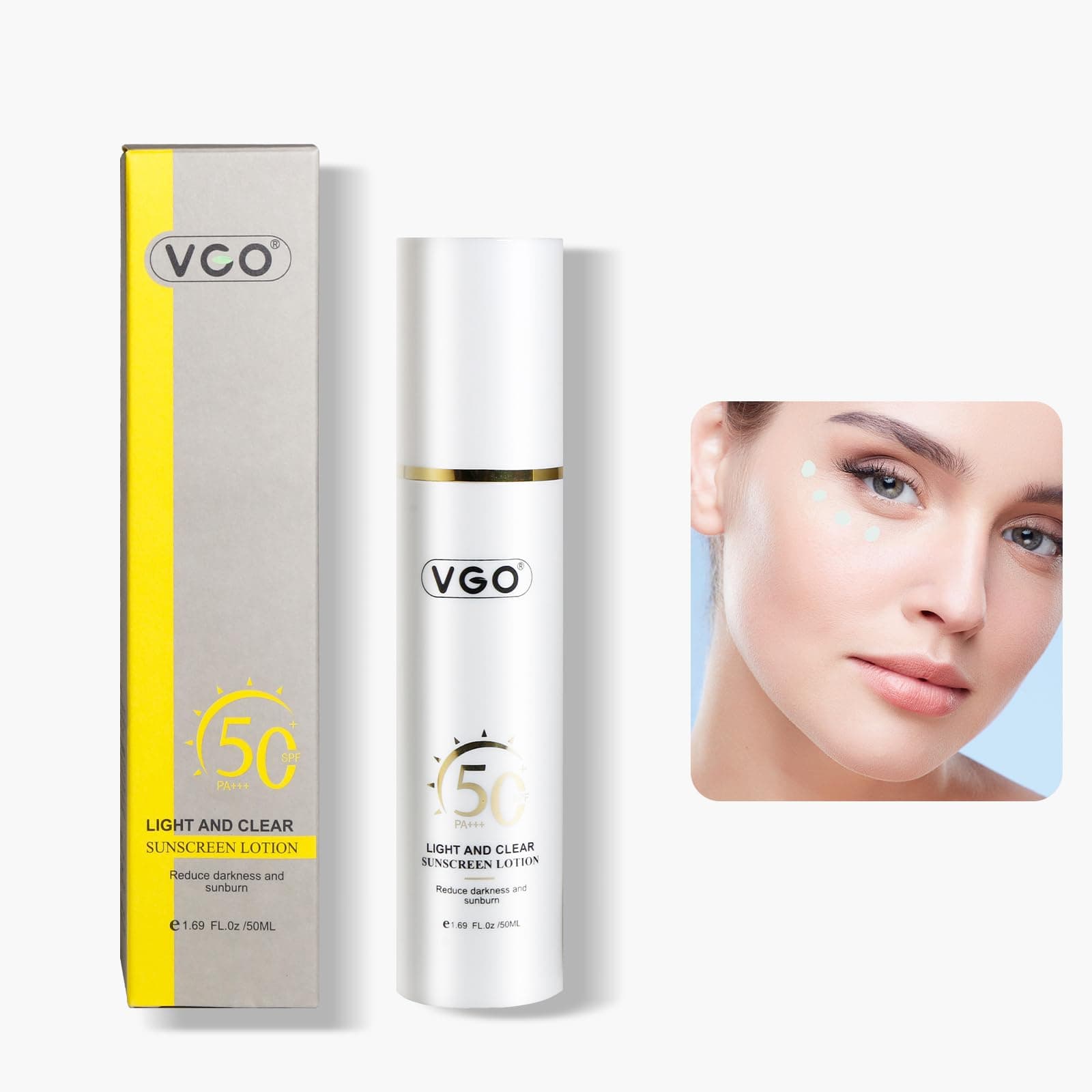VGO Clear Face Sunscreen SPF 50, Hydrating Sun Essence for the Face with Non-Sticky Formula Travel Size, Provides Protection Against UVA and UVB Rays, 50ml / 1.7oz