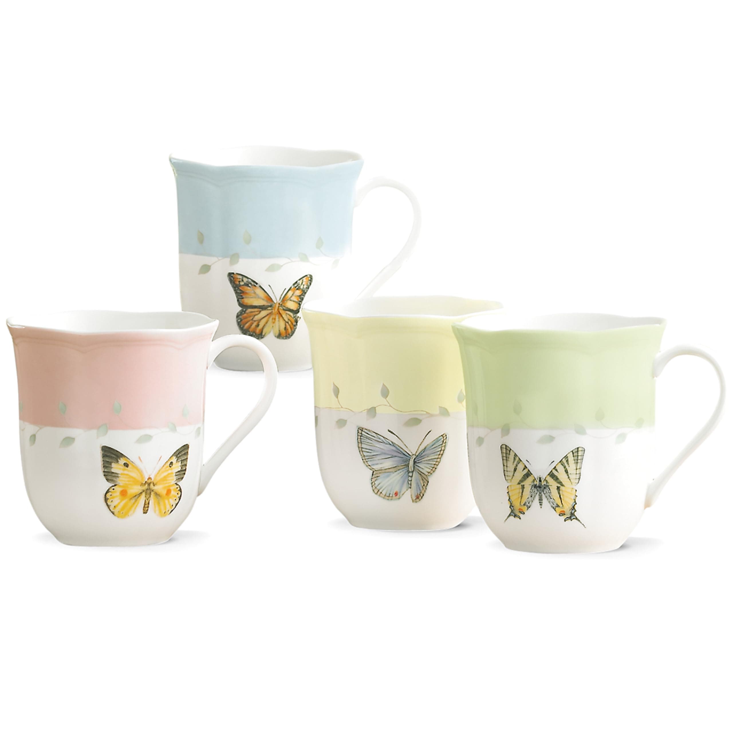 773903 Butterfly Meadow 4-Piece Mug Set, Multicolor, 1.85 LB