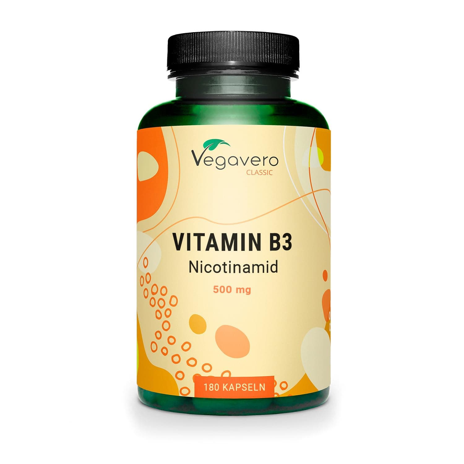 Vitamin B3 Nicotinamide 500 mg | Flush Free Niacinamide | NO Additives, Lab-Tested | 180 Capsules | Vegan