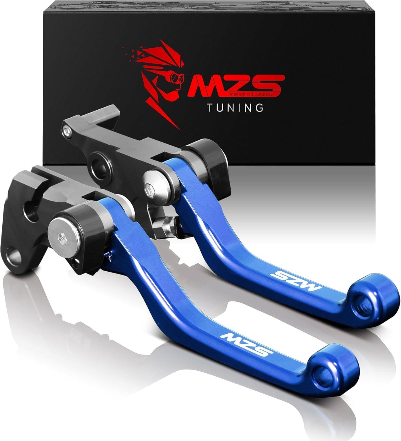 MZS Blue Dirt Bike Brake Clutch Levers Pivot Adjustable CNC Compatible with YZ125 YZ250 YZ426F YZ450F 2001-2007 / YZ250F 2001-2006