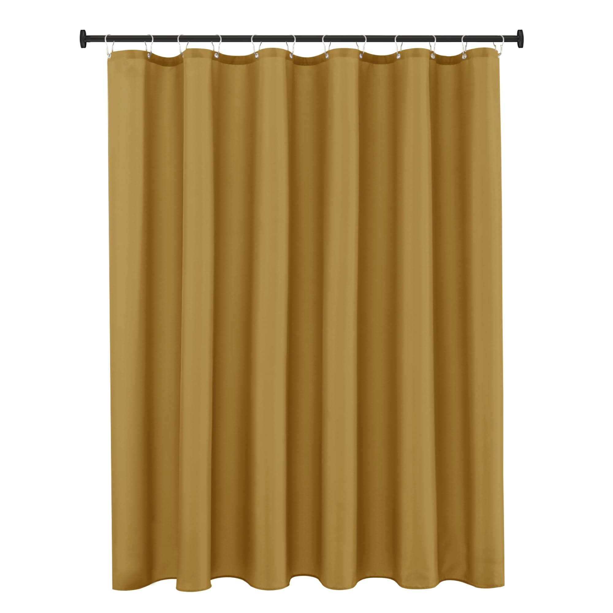Hotel Quality Fabric Shower Curtain Liner 72 Inch by 72 Inch, Gold Water Resistant Bathroom Curtains Rust Resistant Grommets & Weighted Bottom Hem Machine Washable