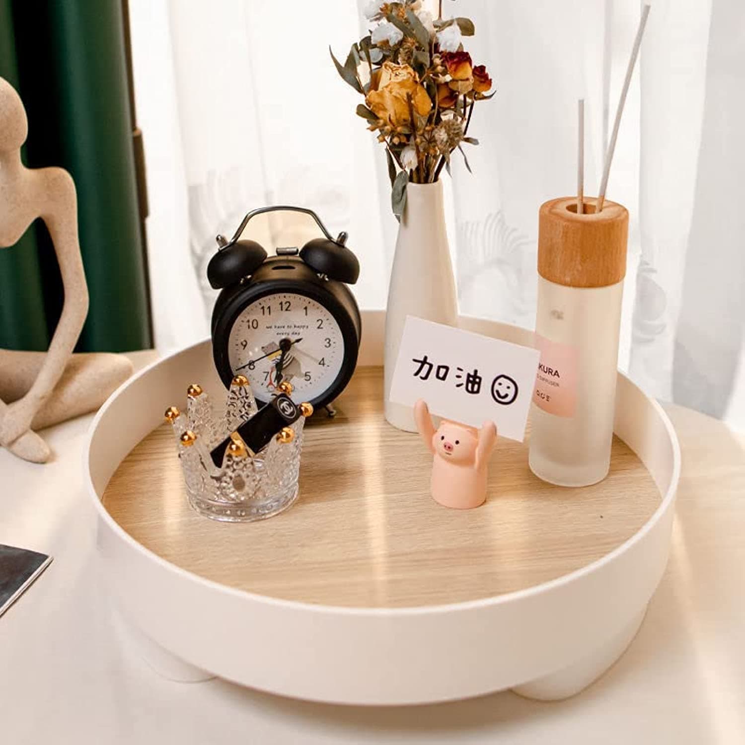 SEEMIE Makeup Organizer, Cosmetic Display, Skincare Organizer, Capacity Cosmetics Storage Display Box for Bedroom and Office Counterto (Round)