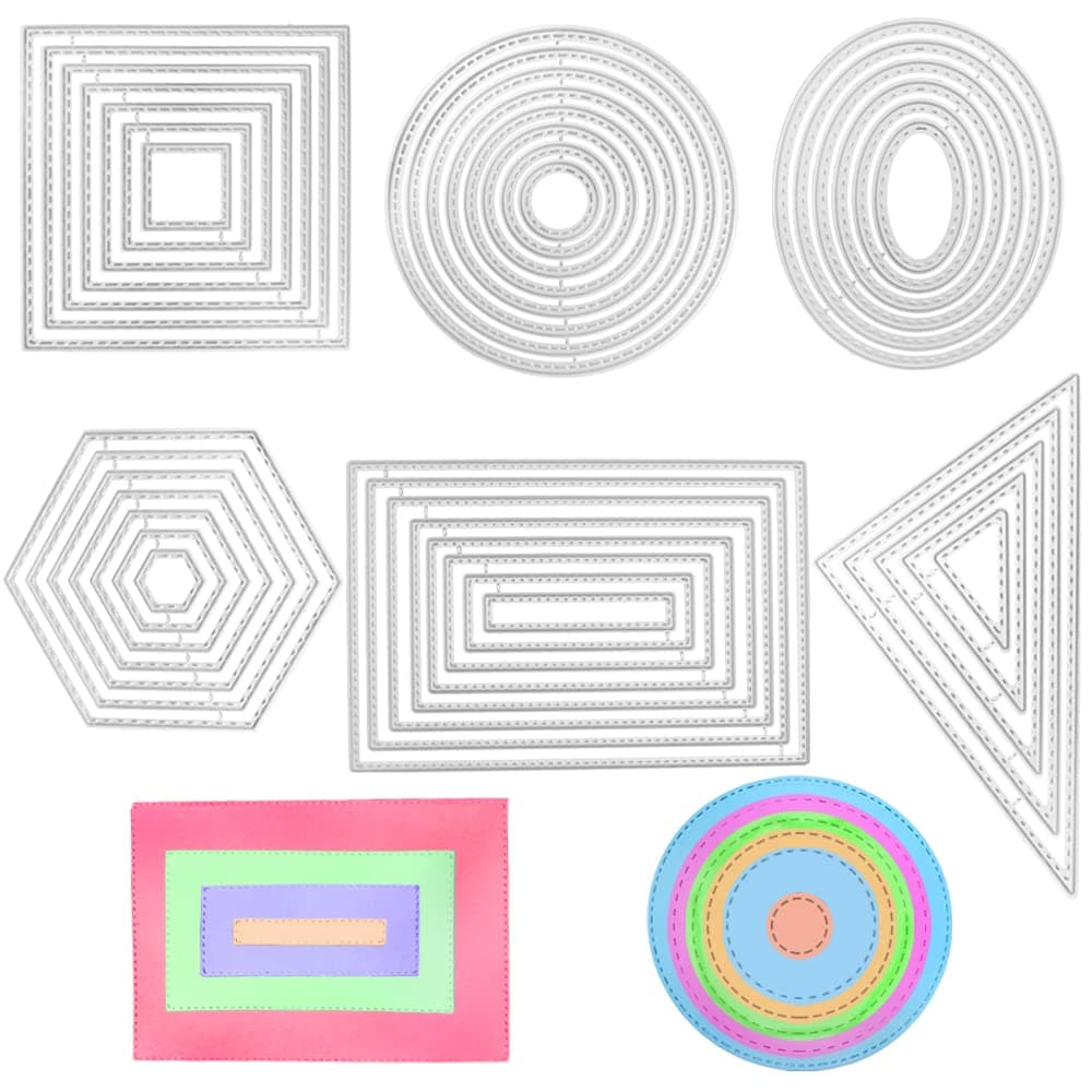 SENHAI 6 Pcs Cutting Dies Stencil Metal Set, Different Shapes Dies Cuts Polygon Embossing Tools for Card Making Supplies Album Scrapbooking