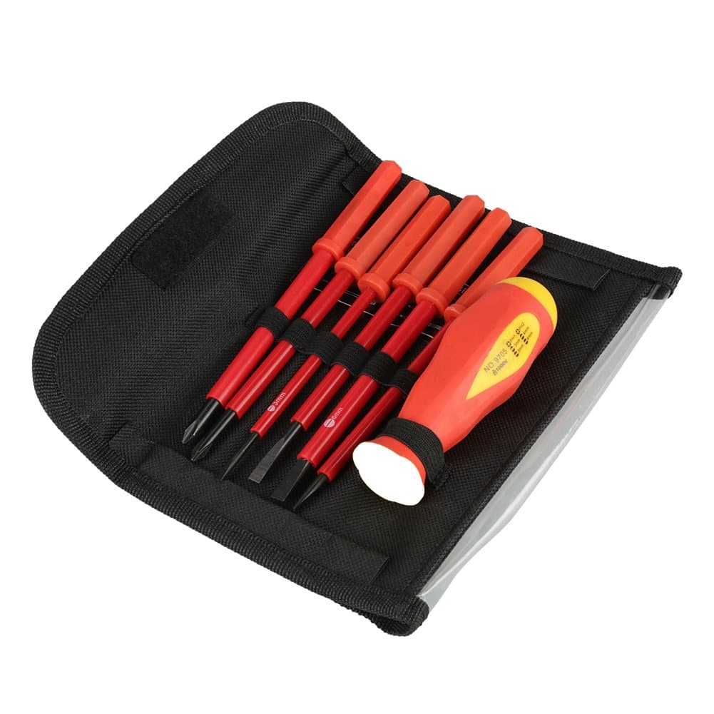 7pcs/set Multifunction Insulated Slot Cross Electrician Screwdrivers Set,High Voltage Resistant Electrician Screwdrivers Kit,DIY Repairs Tool