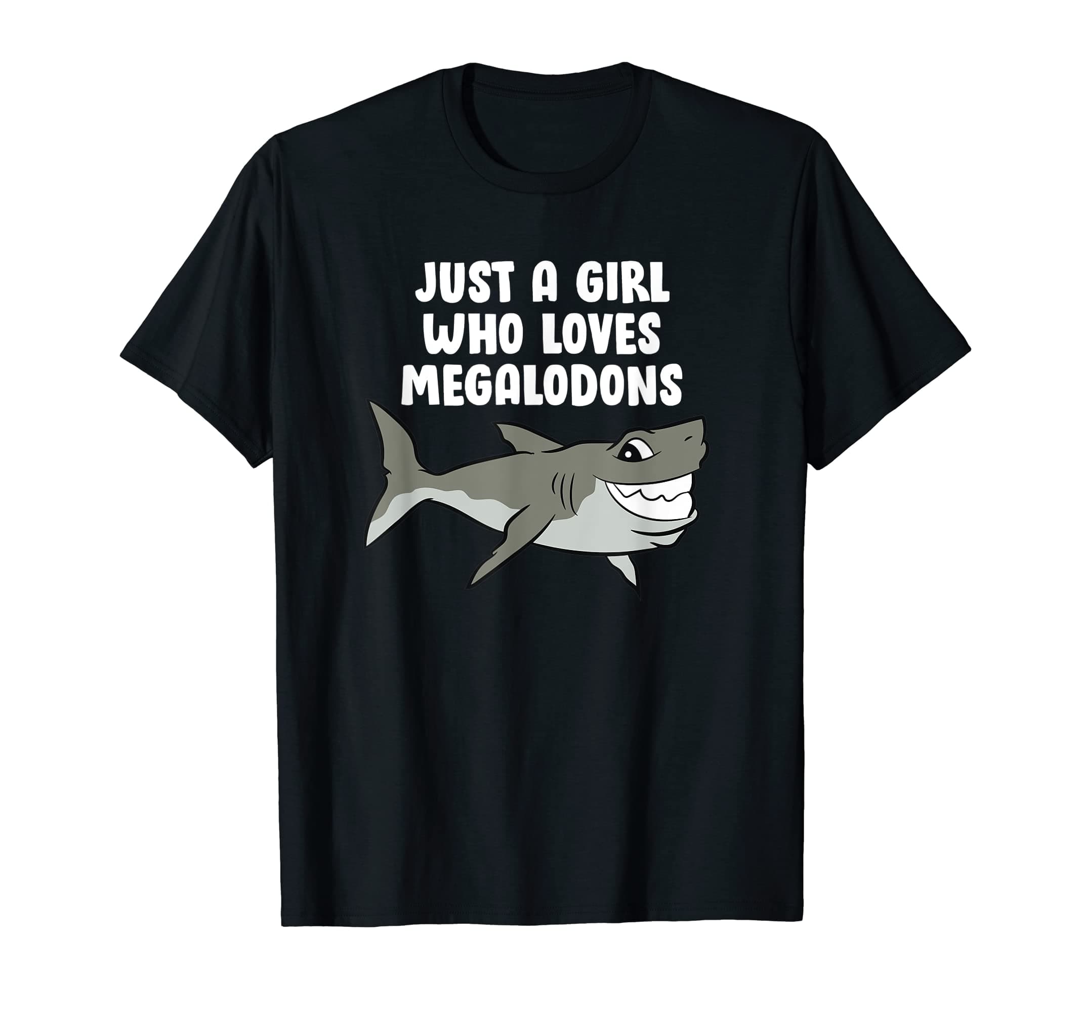 Just a Girl Who Loves Megalodons Kids Cartoon Megalodon T-Shirt