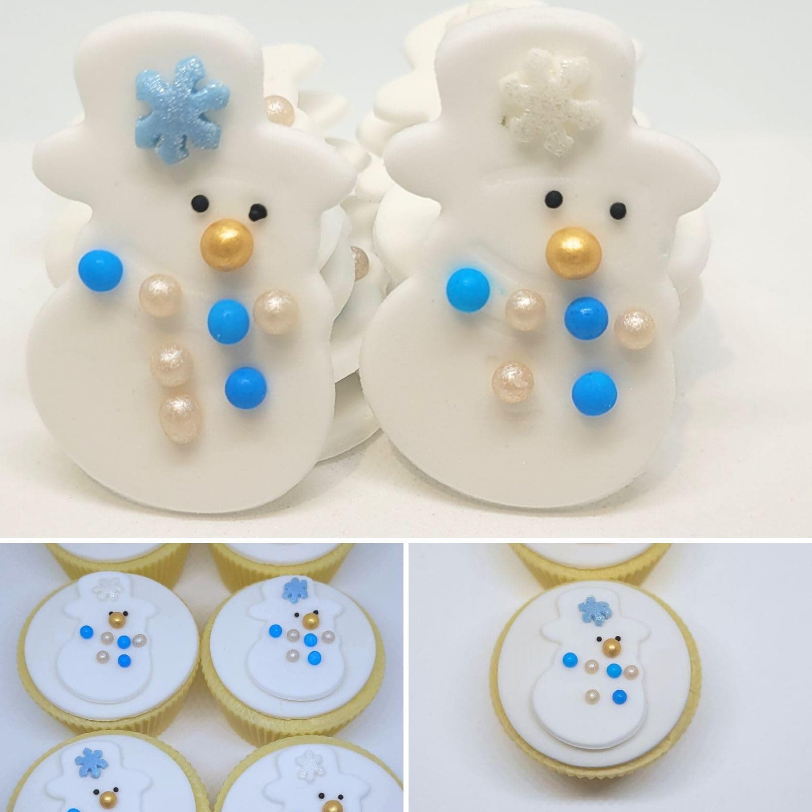 12 x Poinsettia 12 X Holly 12 X Snowmen OR 12 X Christmas Trees Edible Christmas Cake/Cupcake Decoration Cake Topper (snowmen)