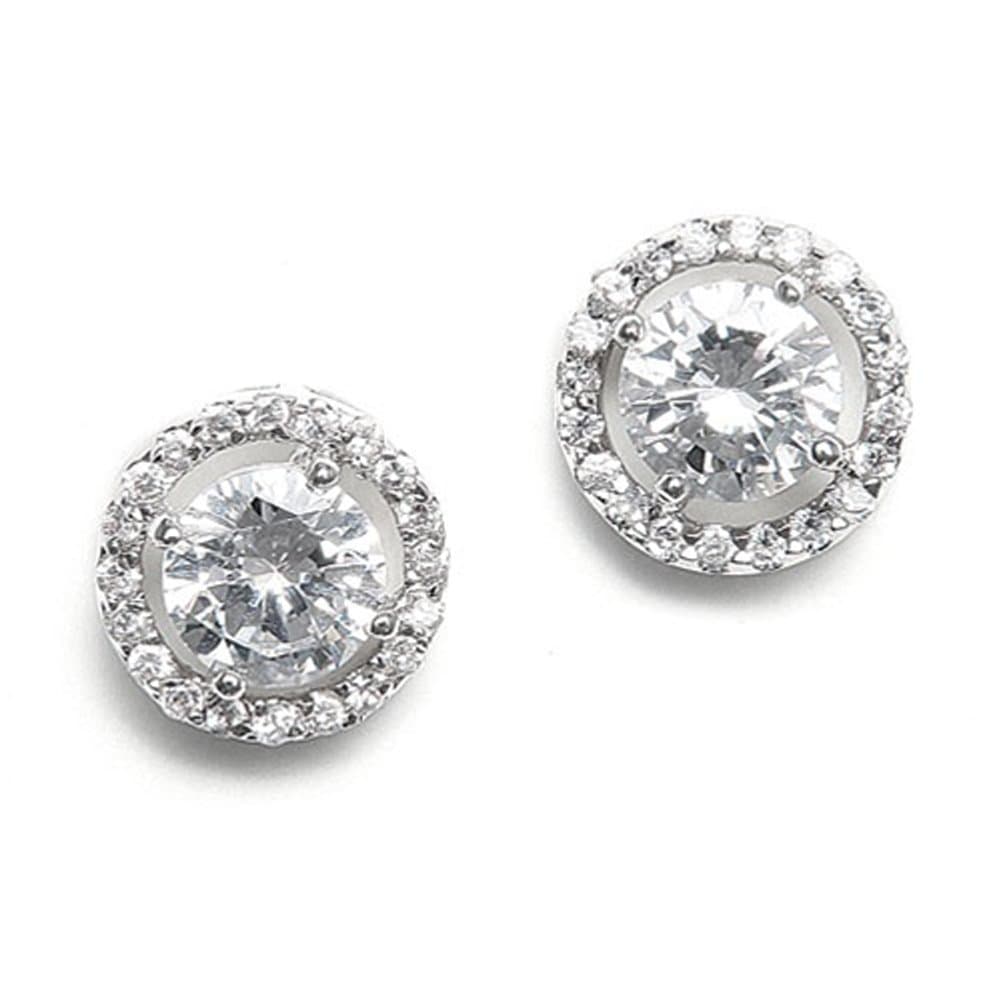 Bridal Earrings with Bold Cubic Zirconia Solitaire
