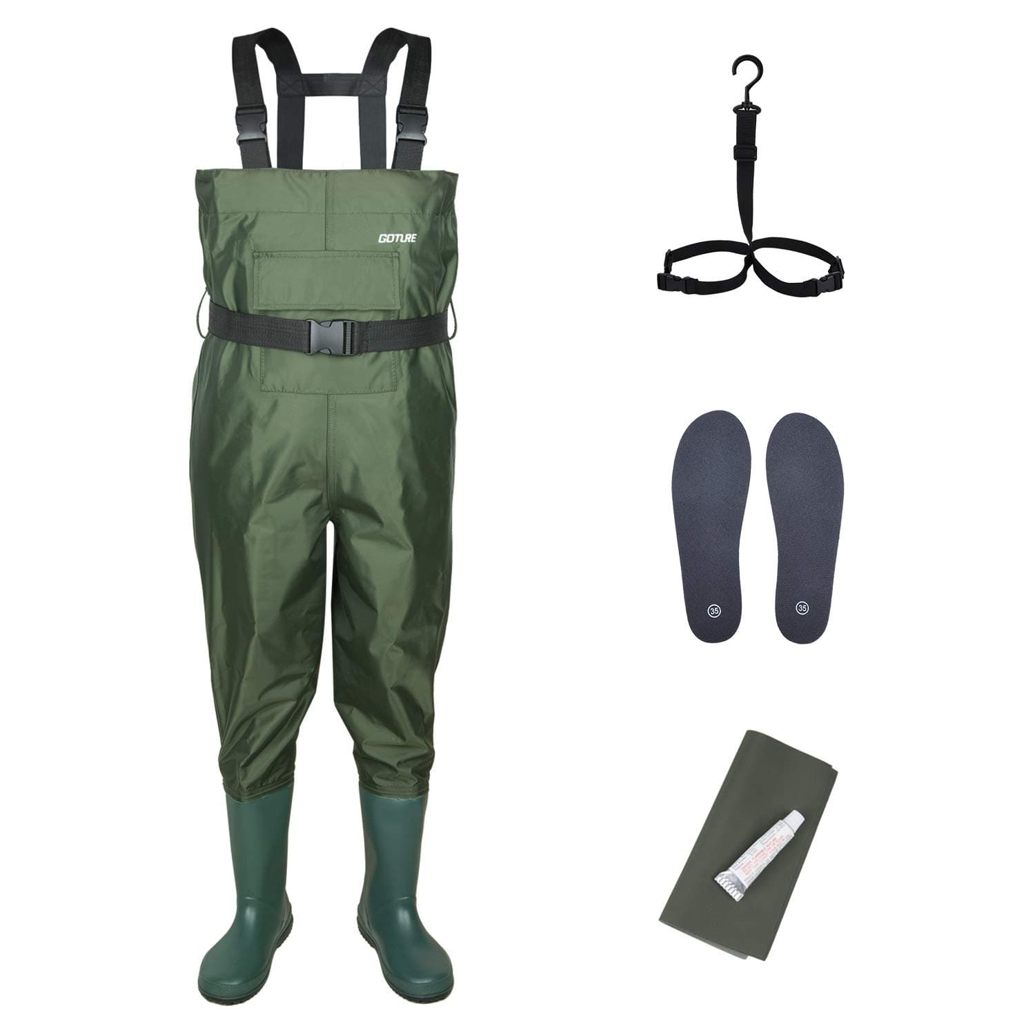 Goture Chest Waders for Kids - Waterproof Youth Waders with Boots, Breathable Lightweight Fishing Waders for Toddler Children