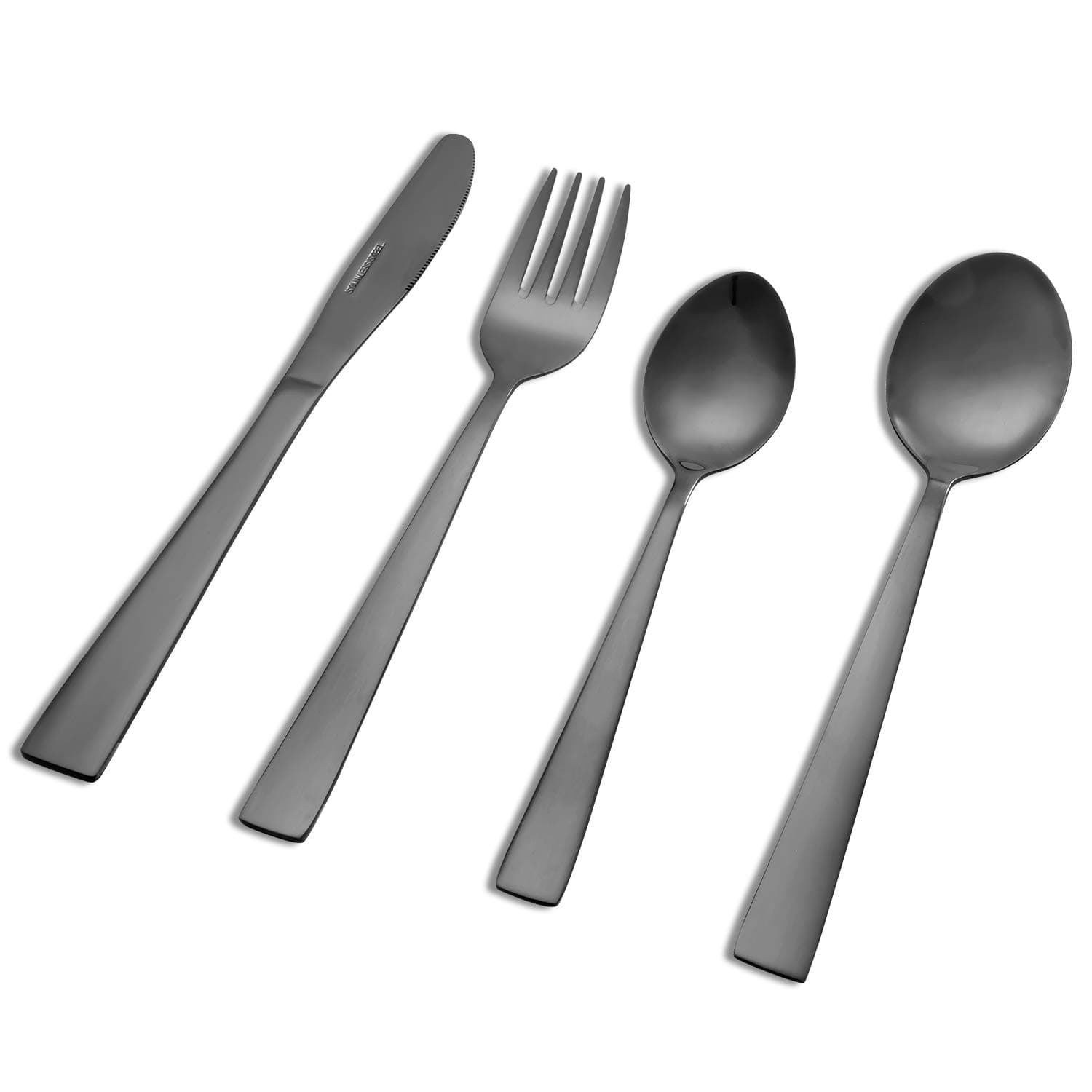 Cutiset Black Flatware Cutlery Set,include knife/spoon/fork, Service for 4 (16 Piece Flatware Set)