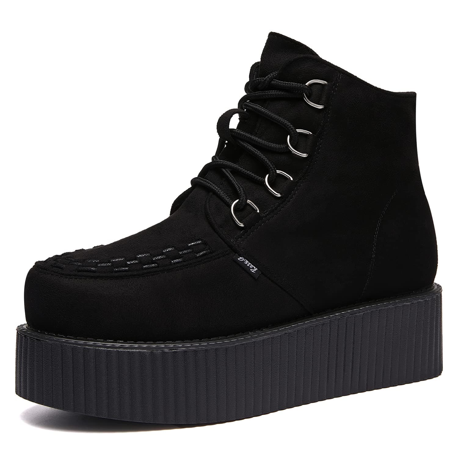 Women's High Top Suede Lace Up Flat Platform Creepers Shoes Boots