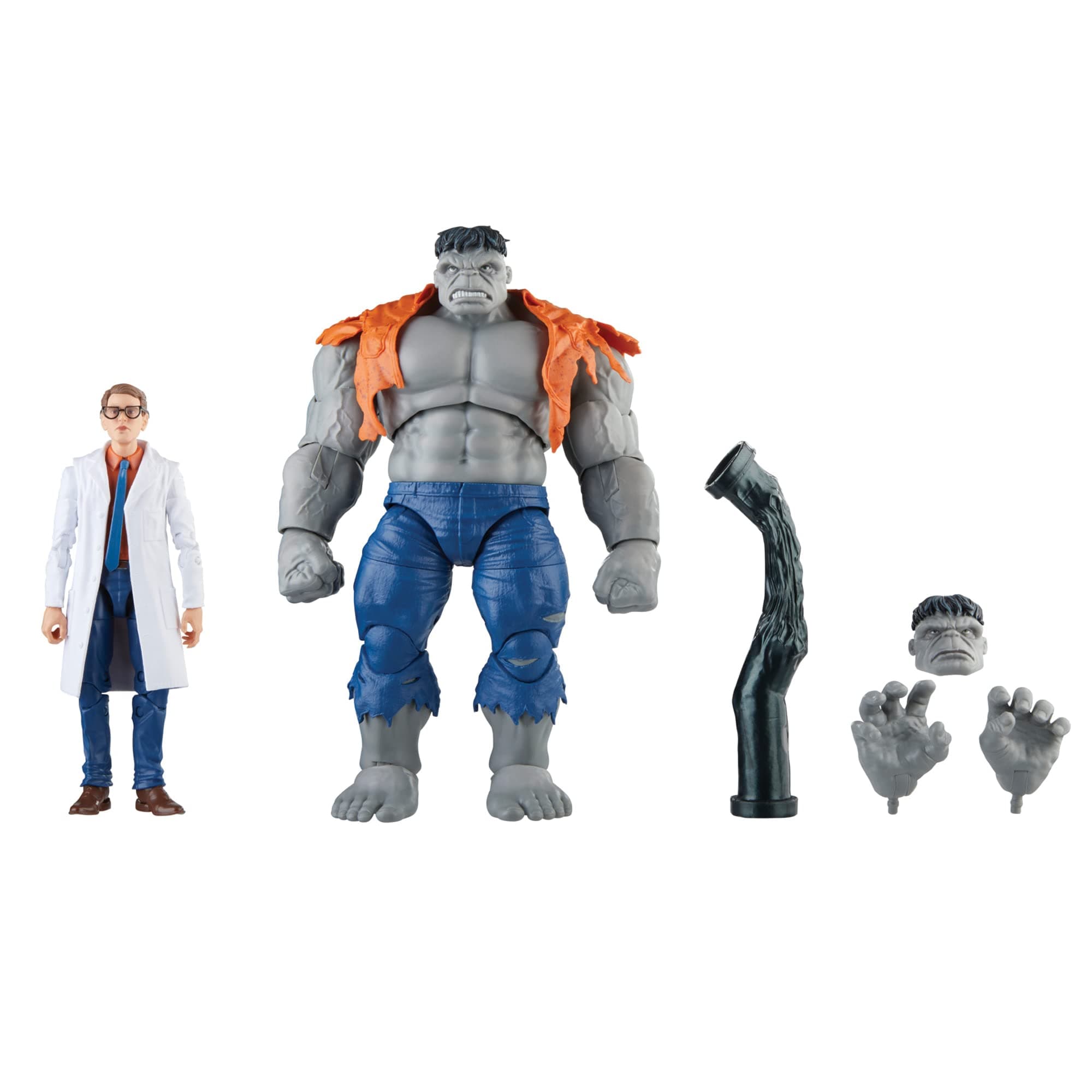Legends Series Gray Hulk and Dr. Bruce Banner, Avengers 60th Anniversary Collectible 6 Inch Action Figures, 6 Accessories