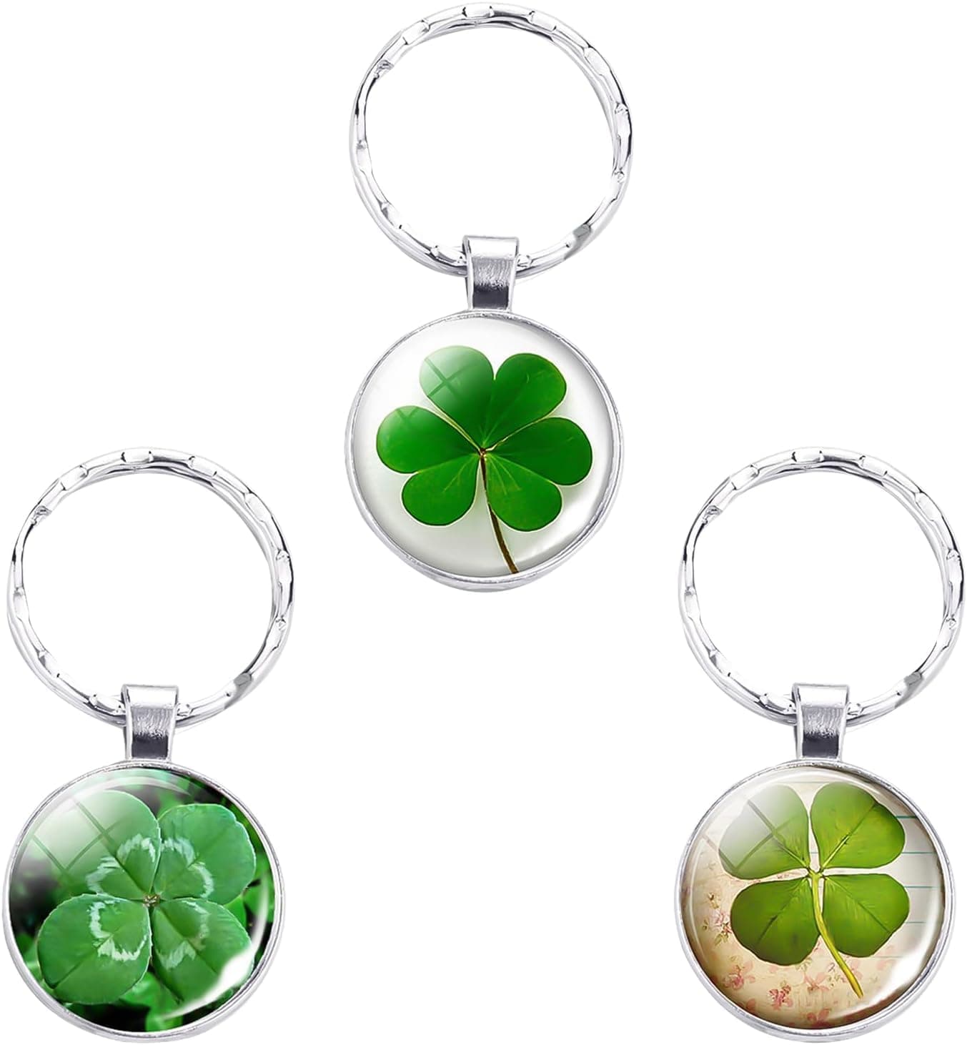 Akmcw3 Pcs Four Leaf Clover Keychain Good Luck Charms Lucky Shamrock Keychain St. Patricks Day Party Favors, St.Patrick Day Gift for Men Women
