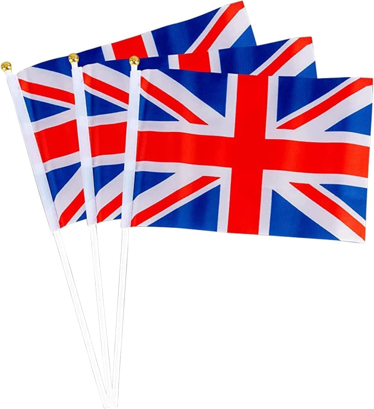 10pcs Union Jack Hand Flags Queen's Platinum Jubilee Waving Flag Royal Street Party Celebrations Sporting Events Pub BBQ Car Decorations