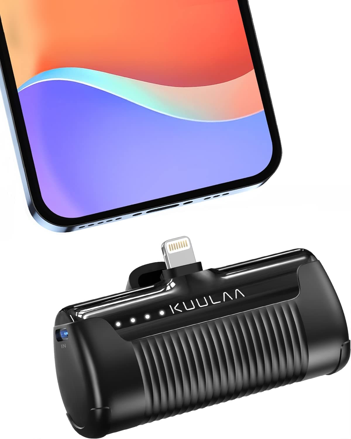 Kuulaa Portable Phone Charger Portable 4500mAh Mini Power Bank for iPhone Cute Battery Pack Backup Charger Travel Compatible with iPhone 14/13/12/11/XS/XR/Airpods (Black-A)