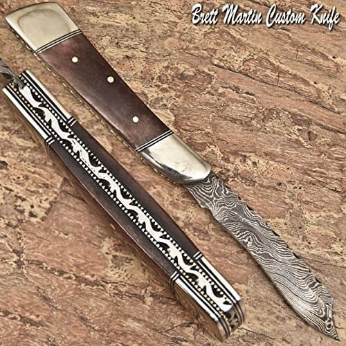 Handmade Damascus Steel Folding Knife By Brett Martin - Slip Joint - MR-151