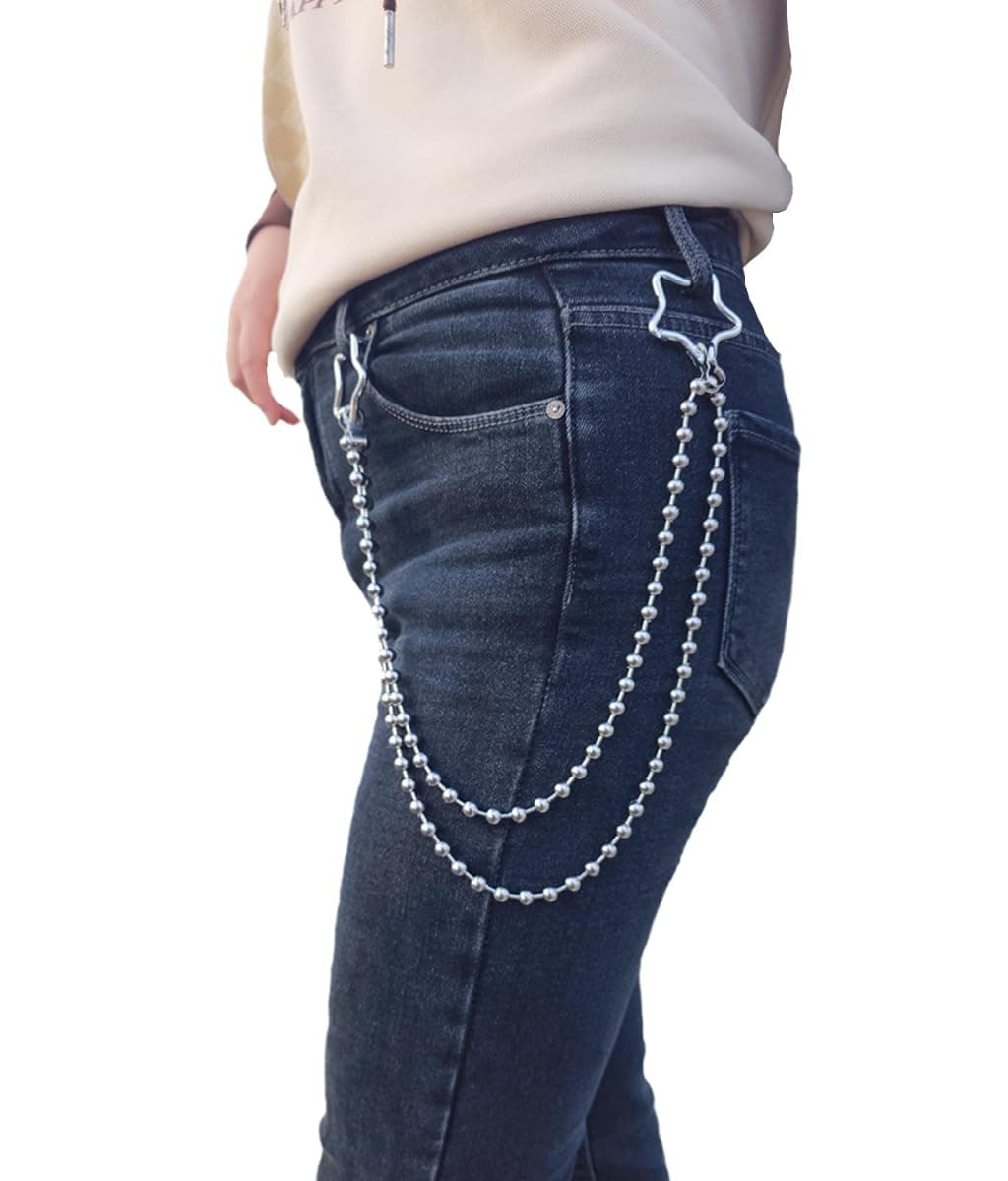 Wallet Chain Pants Pocket Chain Belt Chains Jean Chains 22.5" Silver Keychain with Both Ends Lobster Clasps Keys, Wallet, Jeans Pants Belt Loop Purse Handbag