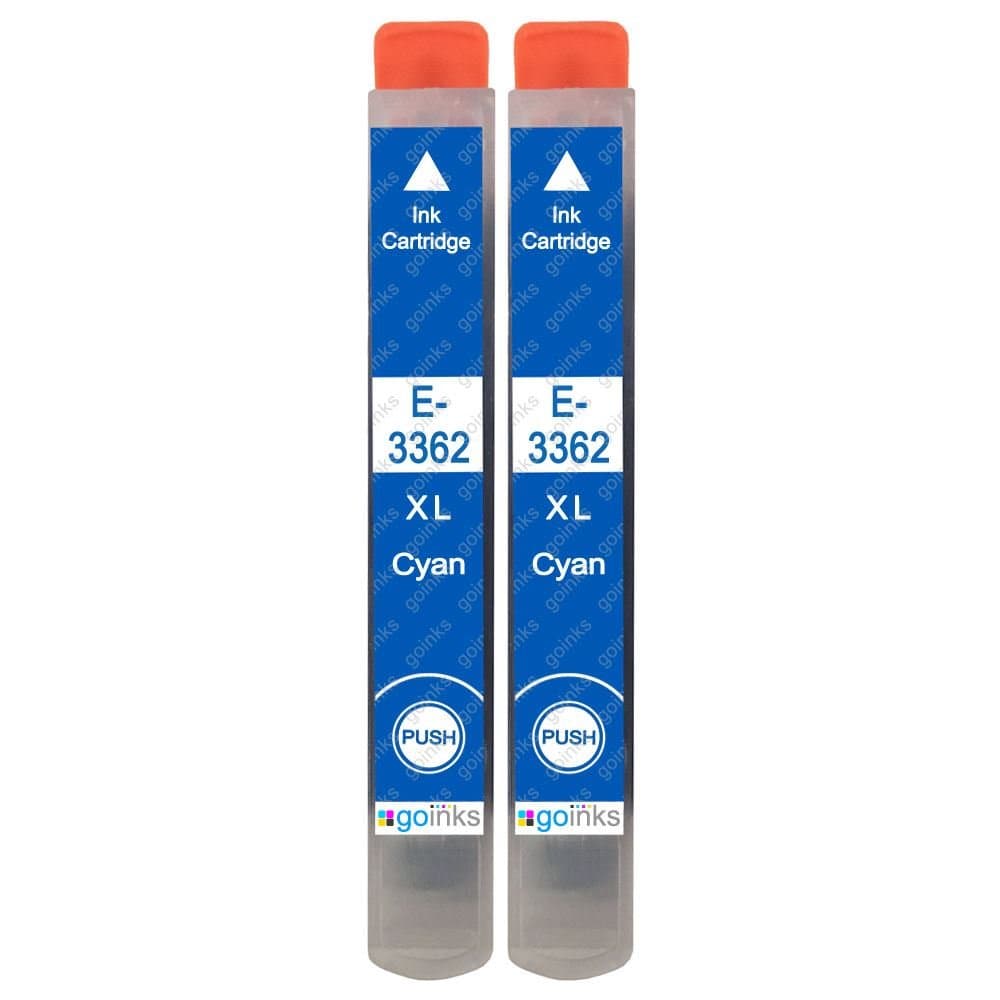 2 Go Inks Cyan Ink Cartridges to replace Epson T3362 (33XL Series) Compatible/non-OEM for Epson Expression Premium Printers, High Capacity (XL)