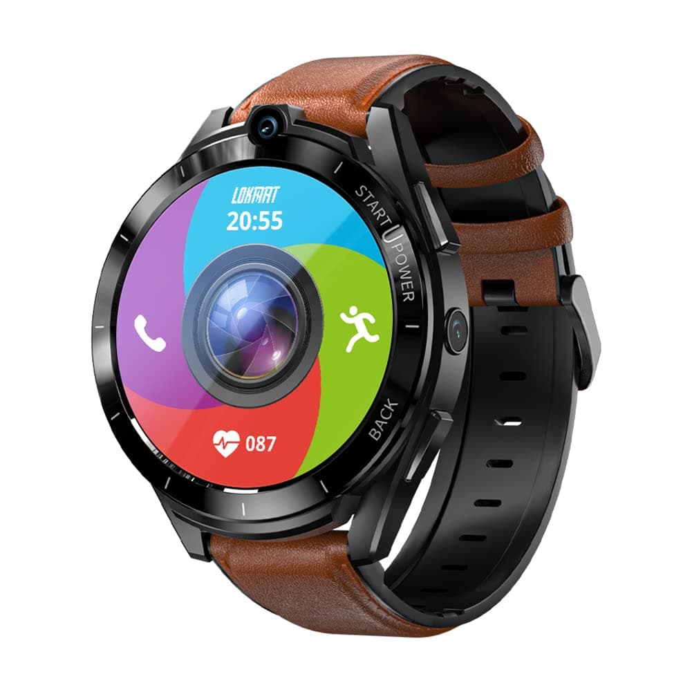 HUIKDY4G Android 11.0 Smart Watch 1.6" Touch Screen Wifi Bluetooth GPS Sport Fitness Wristwatch HD 5MP+8MP Dual Camera Video Call Watches Heart Rate Activity Tracker For Men Women (D)