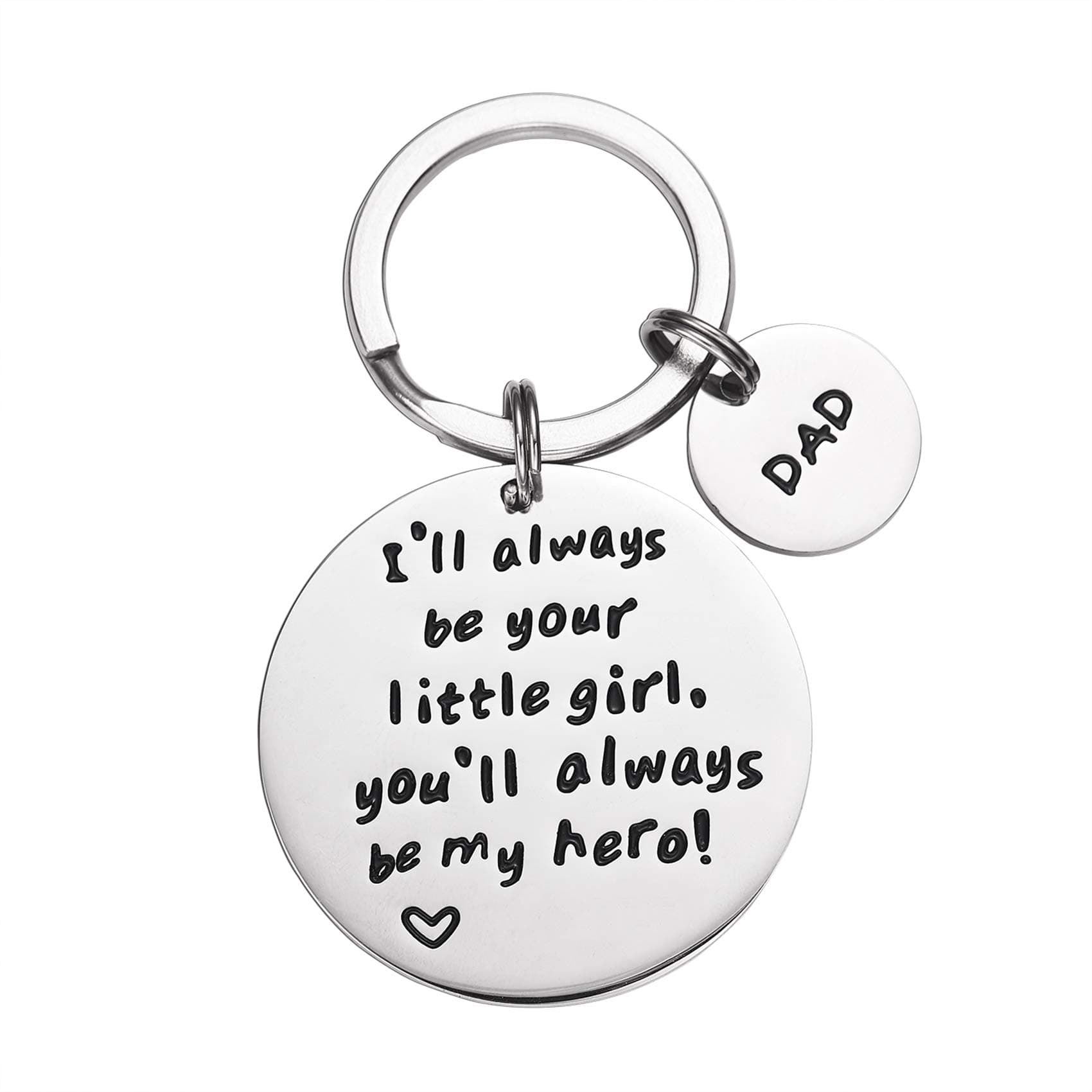 LParkin Father's Day Keyring Keychains Gifts from Son Daughter Keyrings for Dad Daddy Papa Father Stepfather - I'll Always Be Your Little Girl.You Will Always Be My Hero