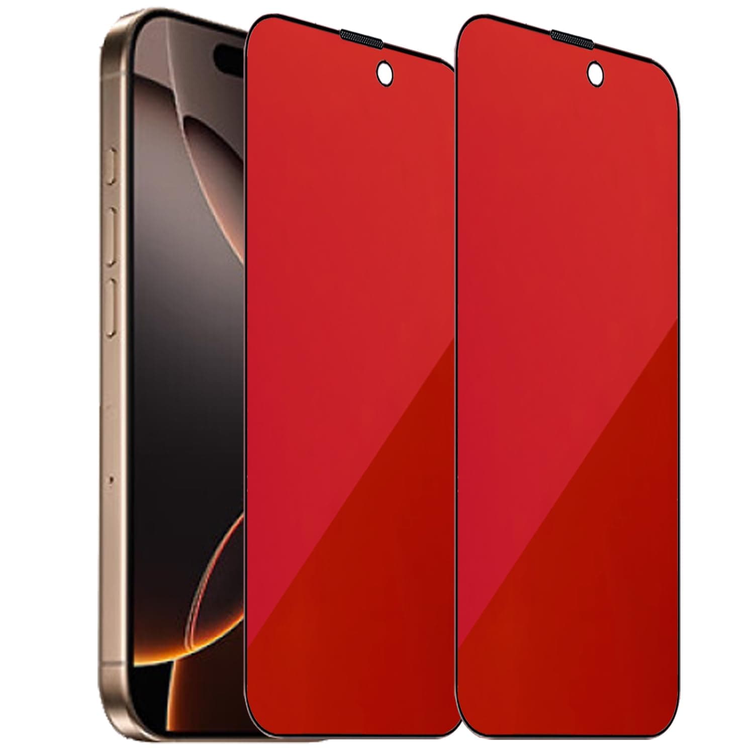 2 Pack Anti-Blue Privacy Tempered Glass for iPhone 16 Pro Max Anti-Spy Screen Protector Anti-Peeping Film Gradient Colorful 6.9 inch