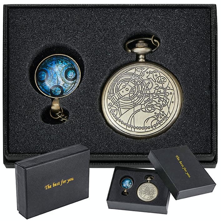 Nostalgia Movie Theme Design Alloy Quartz Pocket Watch with Necklace Chain