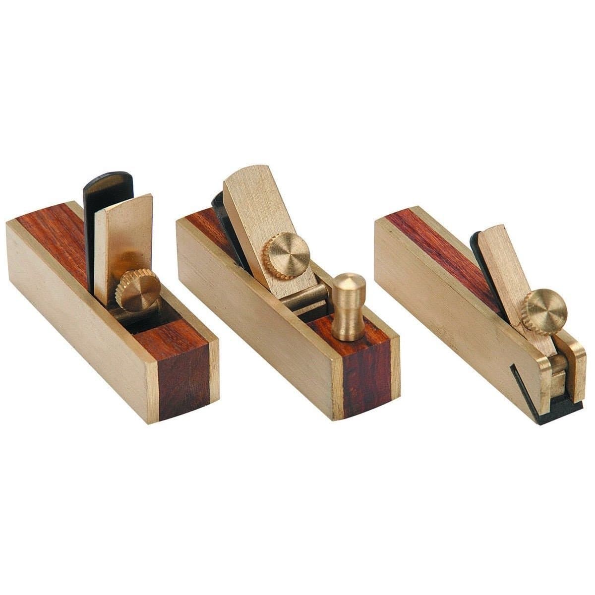 3 piece Micro Mini Brass Hand Plane Set Wood Finish Planer Hardwood Hobby Craft