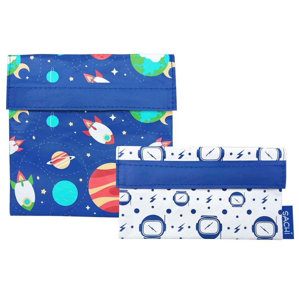 Sachi Reusable Sandwich/ Snack Lunch Pockets Set of 2 - Outer Space
