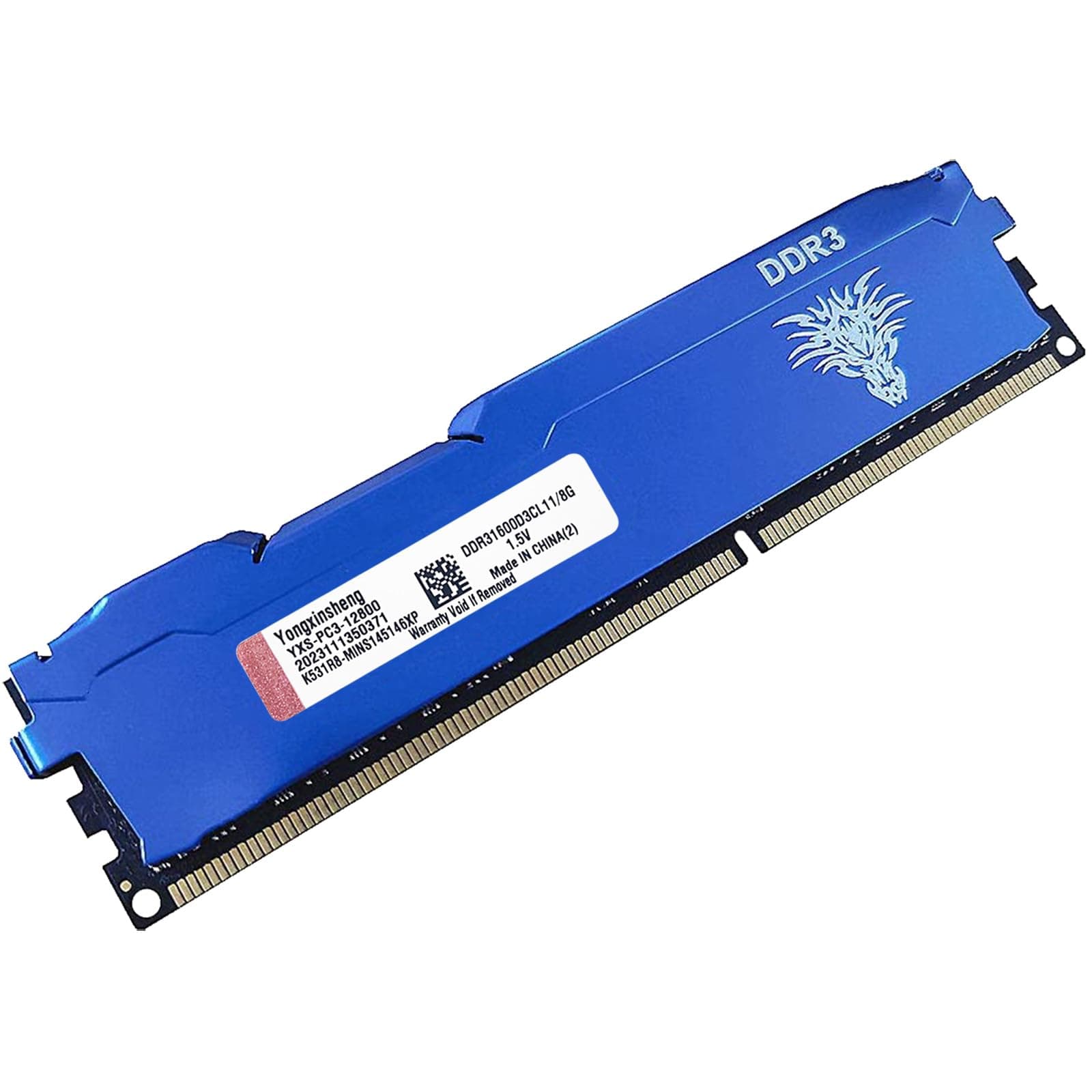 Yongxinsheng DDR3 8GB デスクトップ RAM 1600MHz PC3-12800 UDIMM Non-ECC アンバッファード 1.5V 2Rx8 デュアルランク 240ピン CL11 PC コンピューター メモリ アップグレードモジュール (ブルー)