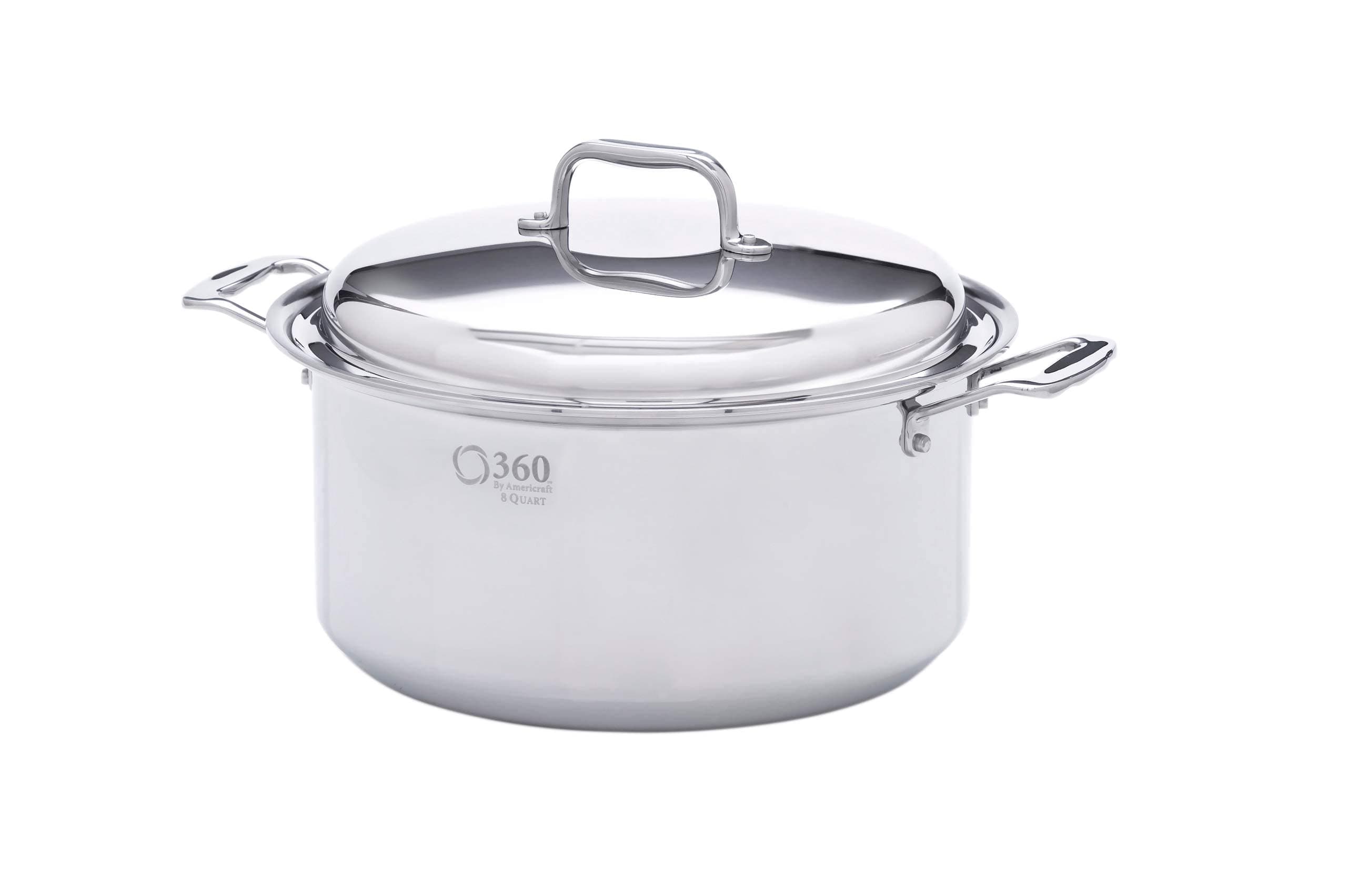 360 Stock Pot 8 Quart, Stainless Steel Cookware, Hand Crafted in the United States, Induction Cookware.