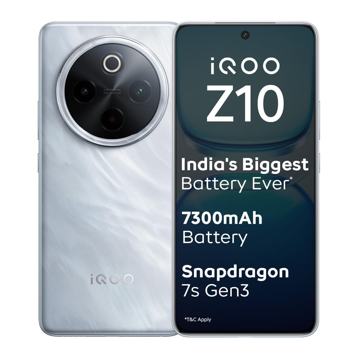 iQOO Z10 5G (Glacier Silver, 8GB RAM, 256GB Stroage) | India's Biggest Ever 7300 mAh Battery | Snapdragon 7s Gen 3 Processor | Brightest Quad Curved AMOLED Display in The Segment