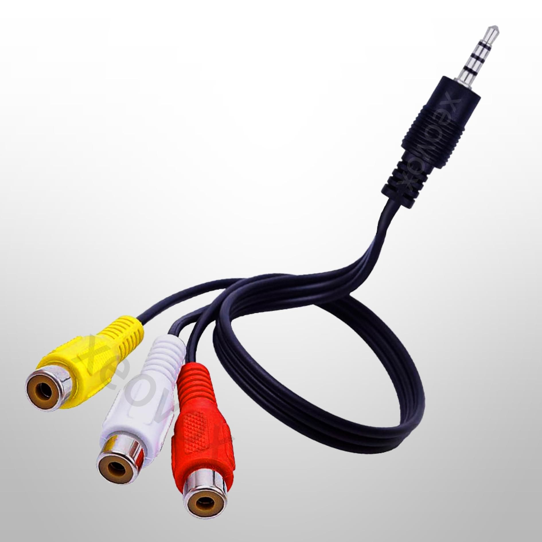 Xeovox High Speed 3.5 Mm Male Jack To 3 RCA Female Plug Adapter Audio Video Converter For Television LED TV Video Game Set Top Box Smart Box Projector [Red Yellow White]