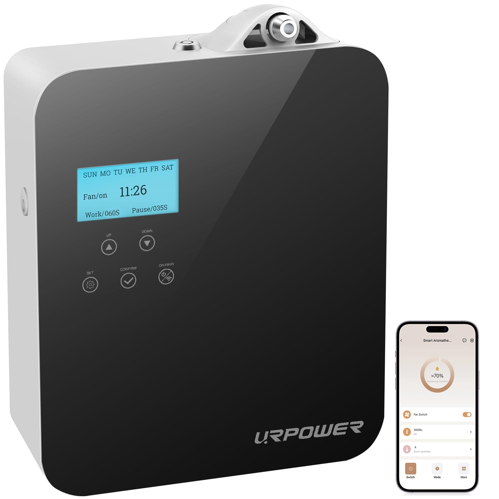 300ML Waterless Scent Essential Oil Diffuser - 3000 Sq.Ft Smart Scent Machine for Home & Hotel HVAC Aromatherapy Air Diffuser Oil Machine for Office (APP Control)