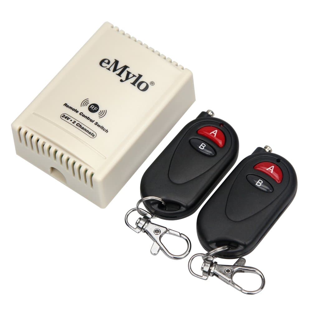 eMyloDC 24V 2 Channels 433Mhz Wireless Remote Control Switch RF Relay Receiver with Transmitter