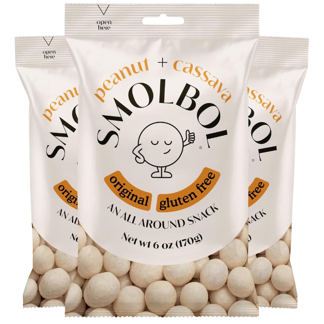 SMOLBOL Crunchy Peanuts | Roasted and Lightly Salted | Gluten-Free Cassava Crust | No Sugar | Plant Protein Snack | Birthday Snacks for Kids | Party Snacks for Adults | Family Size | 6oz (Pack of 3)