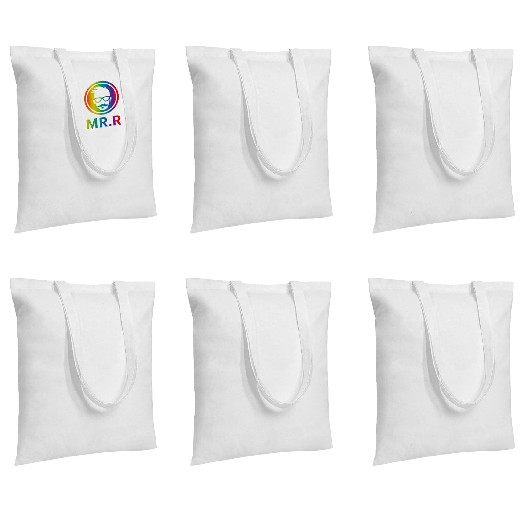 MR.R Sublimation Blanks Canvas Polyester Shopping Bag for Heat Press Printing, 14"x16"