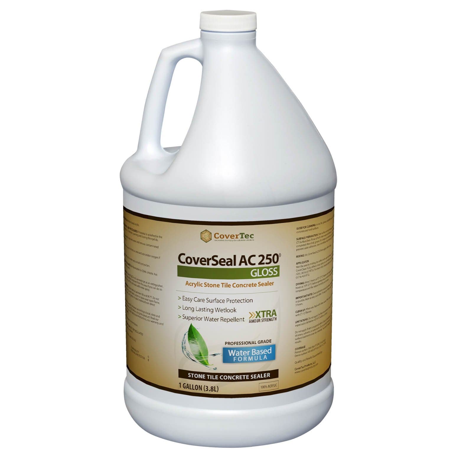CoverSeal AC250 Wetlook Gloss Stone, Tile & Concrete Sealer, Water Based (1 Gal - Prof Grade)