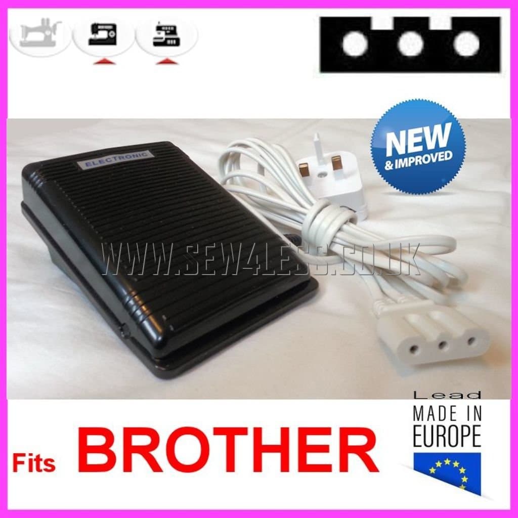 Sewing Machine Foot Pedal Control Controller 3 pins in line (Upgraded plug) Fits BROTHER 920D, 925D, 929D, 934D, 935D, 1034D, 1681, 1781, 2340CV, 3034D, 7029, BM2600, BM3500...