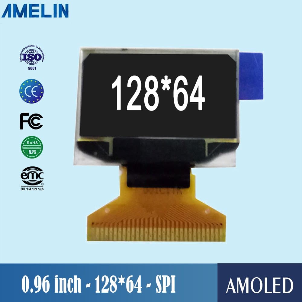 AMELIN Monochrome 0.96 inch 12864 Transparent LCD OLED Display Module with White Screen Color