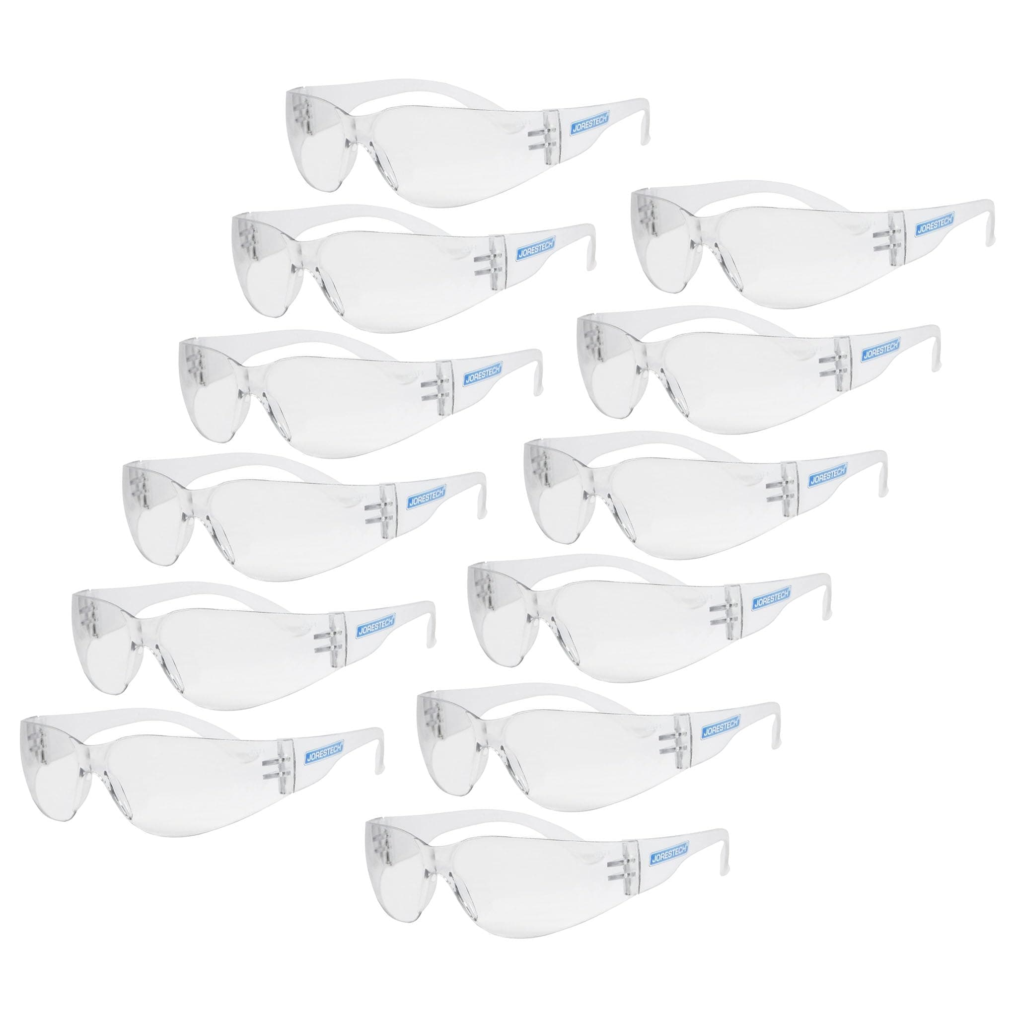 JORESTECH Safety Glasses, ANSI Z87+ Compliant, Impact-Resistant Polycarbonate Lenses, UV Protection, Anti-Scratch Coating, 12-Pack