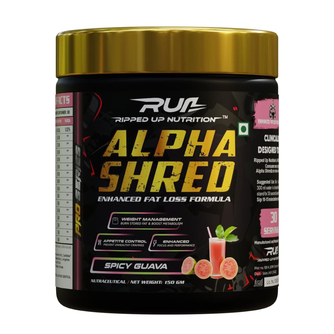 - Alpha Shred Fat Burner - 150g, Spicy Guava | With Carbliss® for Blocking Carbs by 40-60% | Weight Management & Metabolism Booster | Enriched with Garcinia Cambogia, Coffee Bean Extra, Caffeine