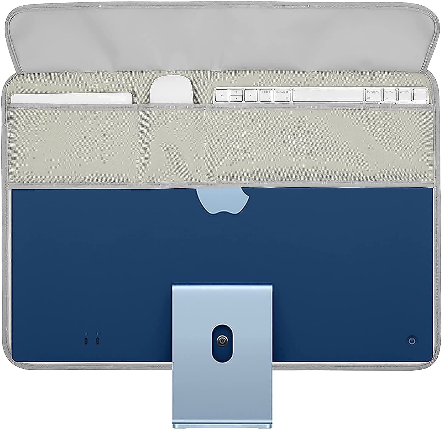 WESAPPINCcomputer Monitor Dust Cover for iMac 24”, PU Leather Protective Screen Dust Cover Sleeve with Rear Pocket Compatible with iMac 24 inch (24 inch, Grey)