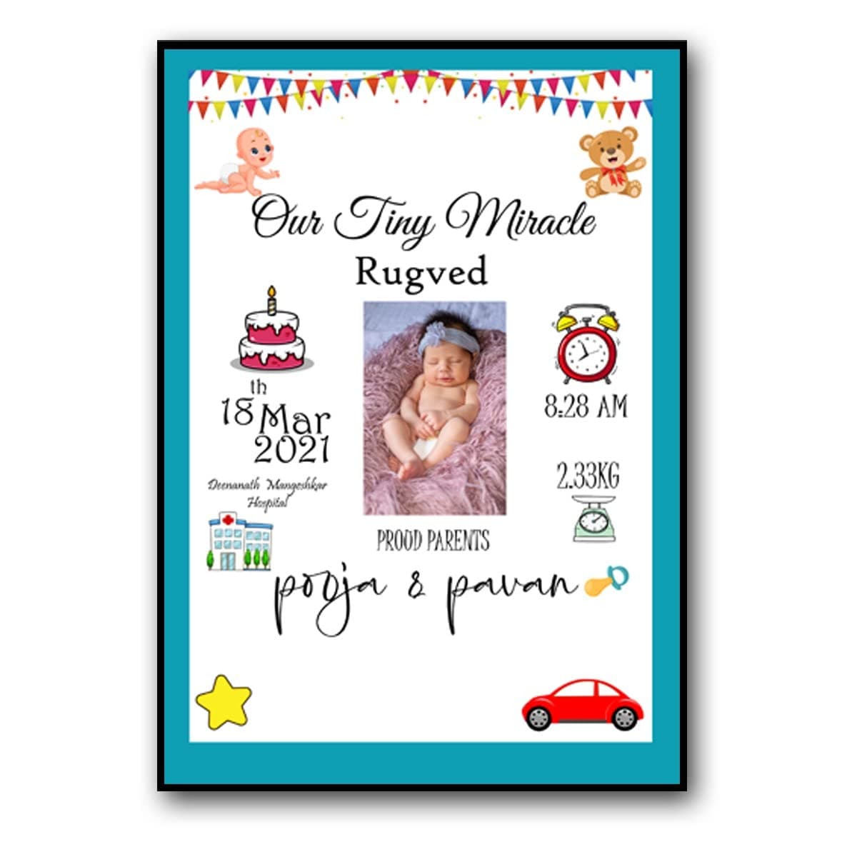 Prints Club Personalized Photo Frames for Walls Decoration and Customized Photo Frame/Photo Frame for Birthday Gifts (Vertical) (8 x 12 Inch)