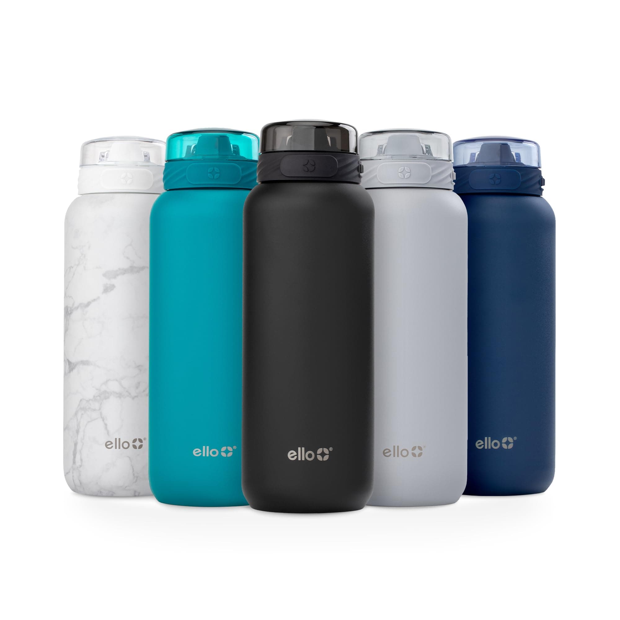 Cooper 40oz Stainless Steel Water Bottle with Straw and Carry Handle, Double Walled and Vacuum Insulated Metal, Leak Proof Locking Lid with Soft Silicone Spout, Reusable, BPA Free, Black