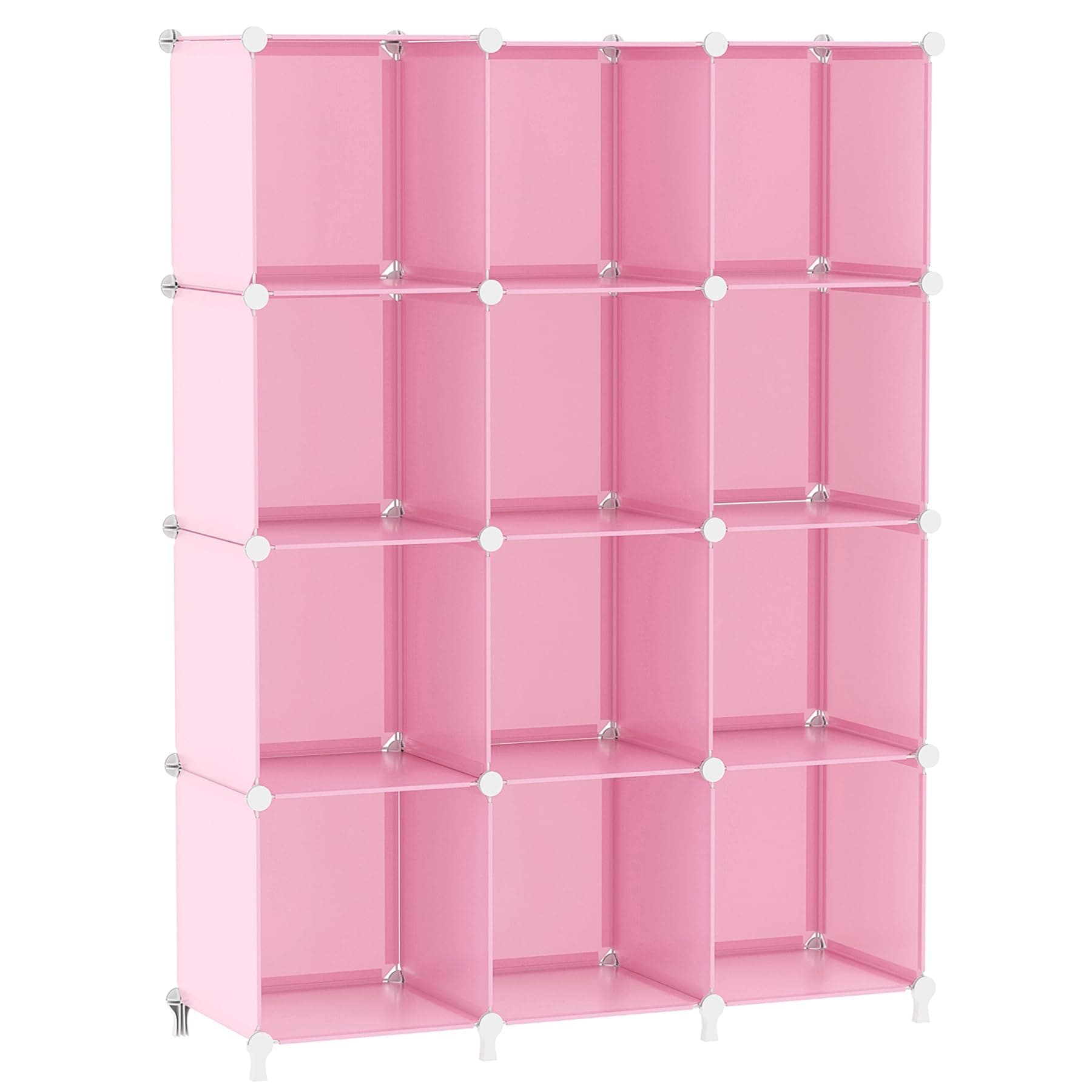 AWTATOS Cube Storage Organizer Protable Closet Organizers and Storage for Kids DIY Stackable 12 Cube Storage Shelves Clothes Organizer for Bedroom, Home, Pink