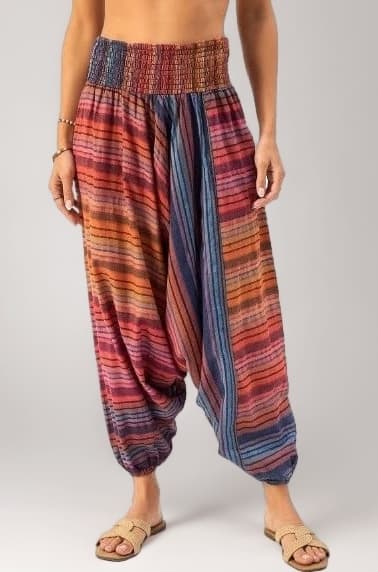 Women Striped 100% Cotton Loose Fit Harem Pants Multicolor | Cotton Hippie Style Baggy Boho Harem Pants for Women Girls