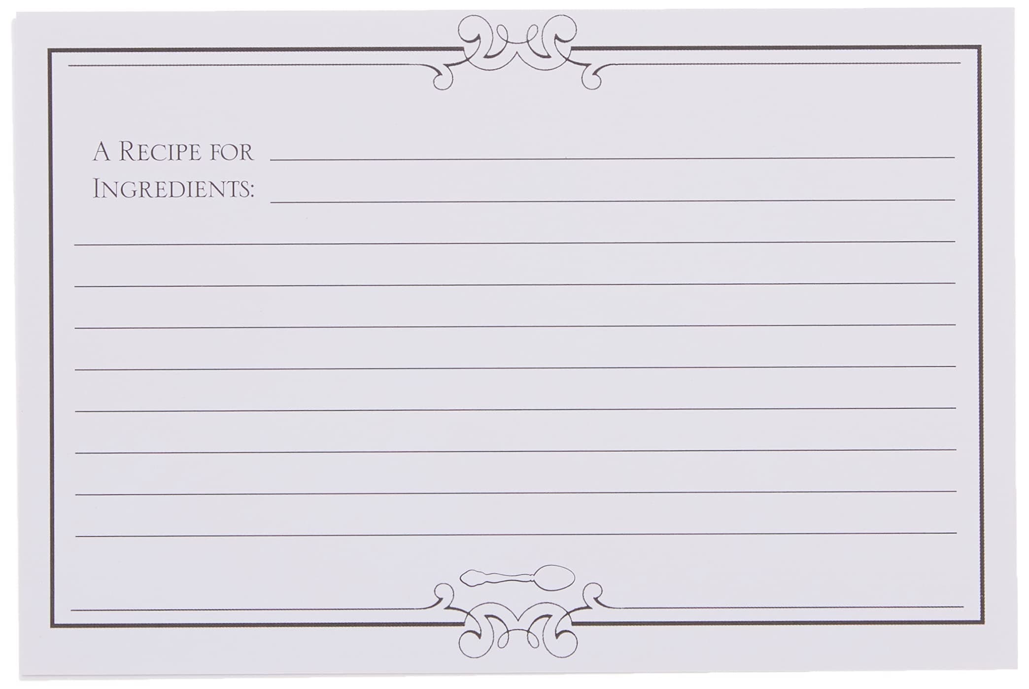 C.R. Gibson Black and White 'Gourmet' Blank Recipe Cards, 40pc, 4'' W x 6'' L