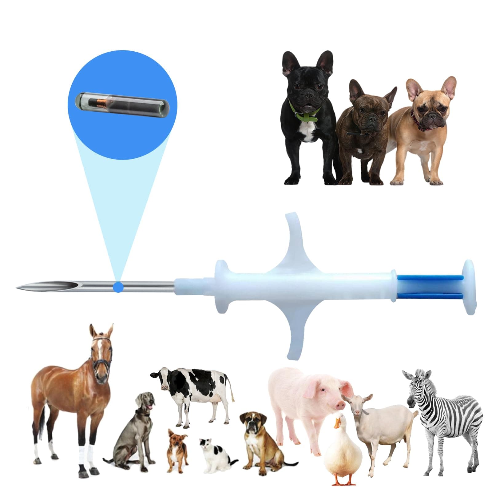 Manruta Microchip for Dogs and Cats 20 Pack Animal Identification Syringe Preload ISO 11784/11785 FDX-B Universal Standard for Pets Horse Cow Pig Management(2.12X12mm Microchip)