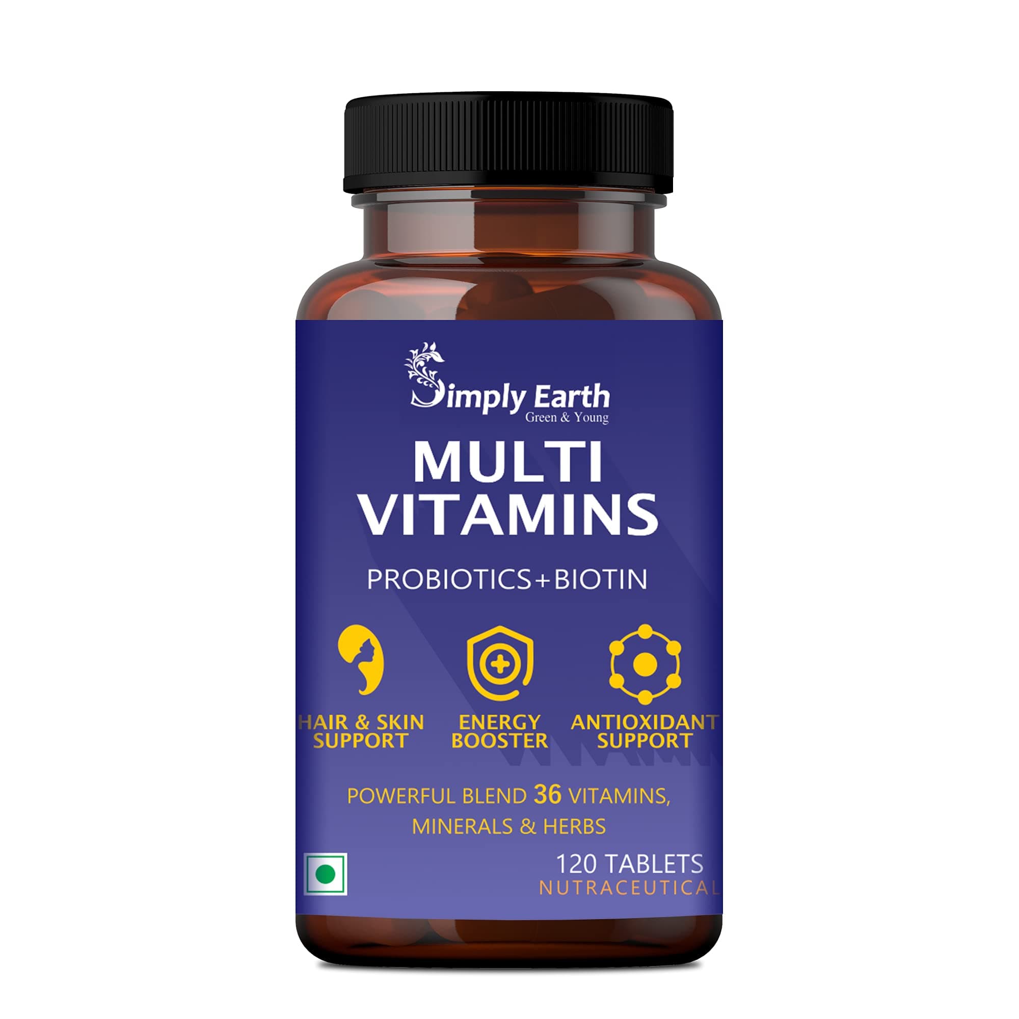 Multivitamin For Men & Women (120 Tablets) With 7 Vital Blends and 36 Nutrients - Probiotics Vitamin C, Zinc & Biotin