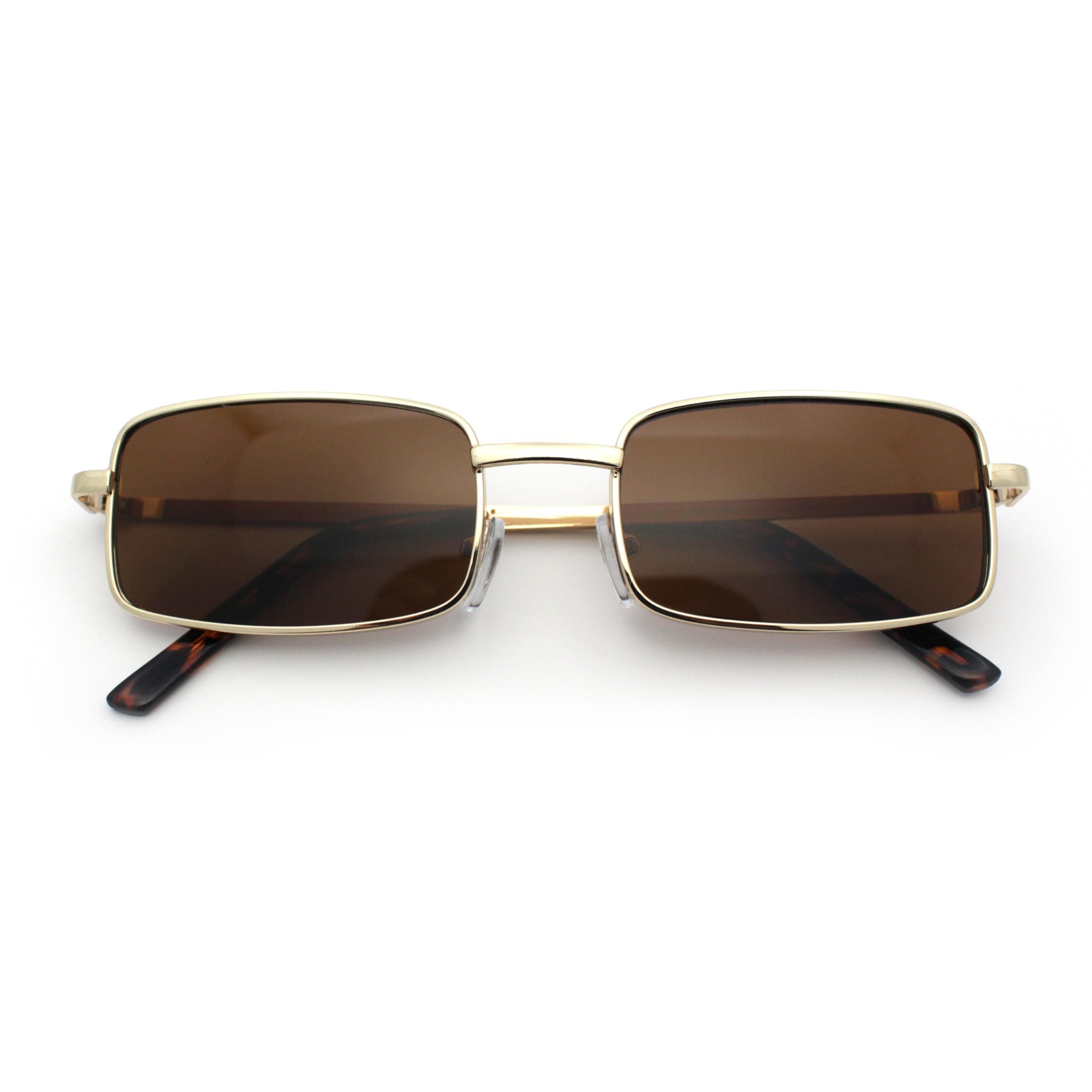 SA106 Mens Retro Vintage Narrow Rectangular Metal Sunglasses