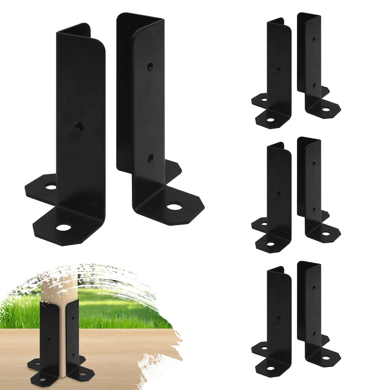 8Pcs Adjustable Post Base Bracket Fit 1.5x1.5, 2x2, 2x4, 4x4 Post Deck Post Anchor Base Brackets Adjustable Wood Fence Pergola Brackets for Railing Mailbox Deck